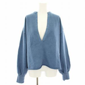 25SS ピグメントスウェットVプルオーバー トレーナー キーネック 長袖 F 青 ブルー WGZ1051106A0003