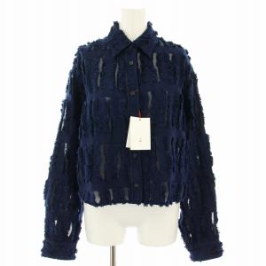 24AW スケフリンジシャツ ブラウス 長袖 タグ付き FREE 紺 ネイビー 86112990318