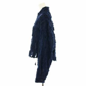 6 ROKU BEAUTY&YOUTH 24AW スケフリンジシャツ ブラウス 長袖 タグ付き FREE 紺 ネイビー 86112990318