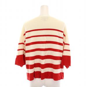 Drawer セーター ニット ボーダー 五分袖 シルク コットン 1 白 赤 6518-106-0790 /YM