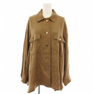 フィブリルサテンシャツ ブラウス 長袖 38 茶 ブラウン G5M01-203-42 /YT