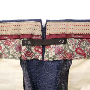 PT01 GENTLEMAN FIT スラックスパンツ タック ウール リネン混 48 紺 CPGS21ZPOSPR