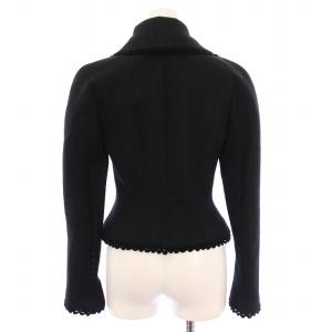 John Galliano セットアップ ジャケット アウター 襟アシンメトリー 総裏地 タイトスカート ひざ丈 無地 ウール シルク