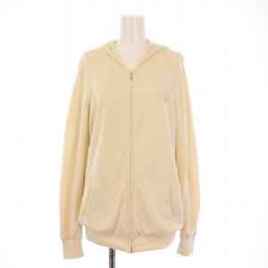 ジップアップパーカー ジャケット ニット ストレッチ ドクロ柄 刺繍 カシミヤ混 S アイボリー /BB