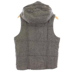 Engineered Garments 中綿ベスト フード付き ヘリンボーン ウール S 黒 白 カーキ /YM