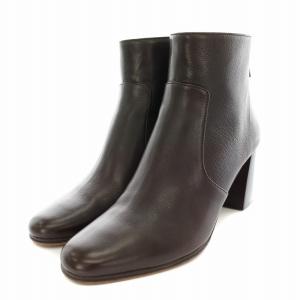 ヒールショートブーツ Heal SHORT BOOTS アーモンドトゥ チャンキーヒール レザー 保存箱付き