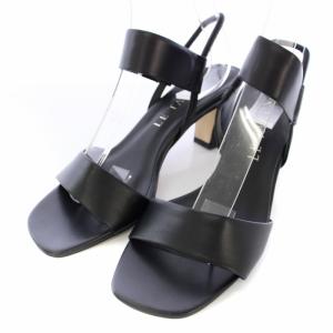 6cmゴムストラップサンダル スクエアトゥ M 23.5cm 黒 /TK