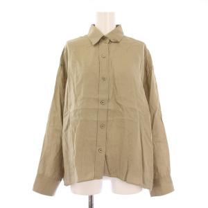 美品！リネンシャツ　オフホワイト WIDEリネンシャツ 麻 シャツ ブラウス 長袖 F ライトグレージュ