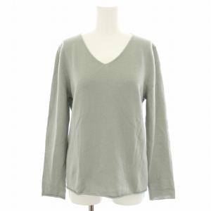 スコットランドカシミヤVネックプルオーバー ニット セーター 長袖 S ライトグリーン 23-02-05-02409
