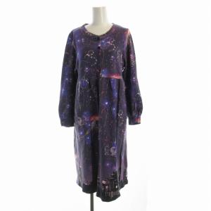 ワンピース マキシ ロング スウェット 星座モチーフ 長袖 M 紫 パープル UDR-300 /RO