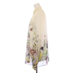 GUCCI シアーシャツ ハイネック 花柄 シルク 38 アイボリー マルチカラー