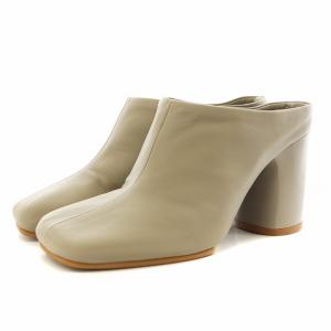 BATHY MULE ミュール チャンキーヒール スクエアトゥ レザー 36 ベージュ /AN13