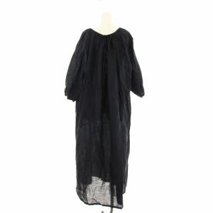 JOURNAL STANDARD LUXE 24040440029020 ワンピース フレア ロング マキシ 七分袖 リネン混 紺 ネイビー /KU