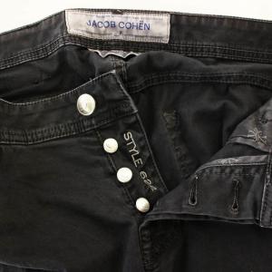 JACOB COHEN 後染め パンツ J622 コットン ボタンフライ 34 黒 ブラック /G