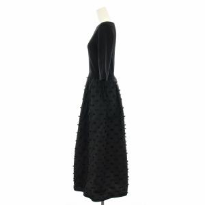 ESTNATION ニットコンビワンピース ロング 五分袖 リボン F 黒 ブラック 12-109-11-110380 /YT