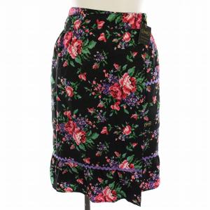 エプロン 花柄 フラワープリント 黒 ブラック ピンク 緑 グリーン 026920507271 /HN