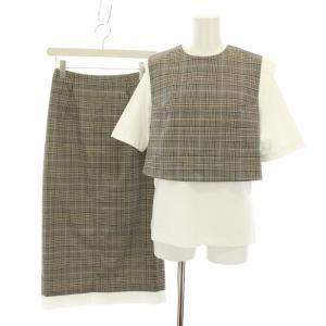 セットアップ 上下 ショルダータックカットソー 半袖 38 尾州クラシックチェックショートベスト 38