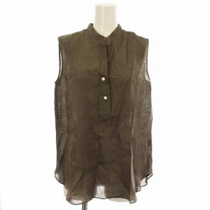 24SS リネン ノースリパールスキッパー A0343FB045 麻 ノースリーブ シャツ ブラウス F
