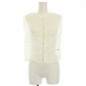ベスト ジレ 総レース シアー シースルー ショート丈 白 ホワイト /HN