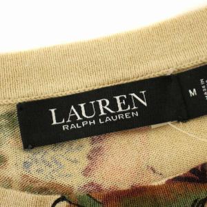LAUREN RALPH LAUREN ニット カットソー 長袖 花柄 コットン M ベージュ /G