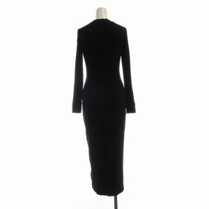 JAMES PERSE セルロースカシミヤリブ ヘンリーネックワンピース マキシ ロング 長袖 0 黒 ブラック 16-06-21-06301