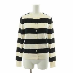 タグ付き カーディガン ニット ボーダー 長袖 ポニー 刺繍 XS ホワイト ブラック /NQ