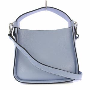 スクエアハンドルバッグ ショルダーバッグ 2WAY カウレザー 牛革 青 /TK