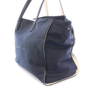 agnes b. トートバッグ ハンドバッグ ナイロン ロゴ 紺 ネイビー /BB
