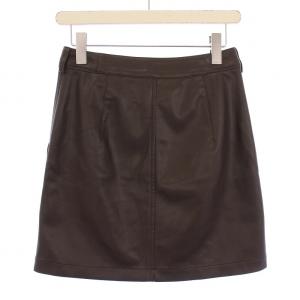 Diagram 23AW パッチミニスカート 台形 フェイクレザー ジップフライ ストレッチ ターンロック式 36 茶