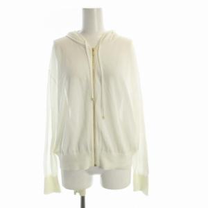 23SS シアーコットンナイロン ニットパーカー ジップアップ フーディー 長袖 38 白 ホワイト KRWOSM0651