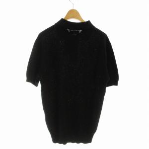 FRED PERRY タグ付き ポロシャツ 半袖 リネン混 ロゴ刺繍 S 黒 ブラック FS1557 /EE
