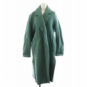 ダブルビーバースリットコート チェスターコート ロング丈 ウール アウター 36 緑 グリーン 300BA230-1640