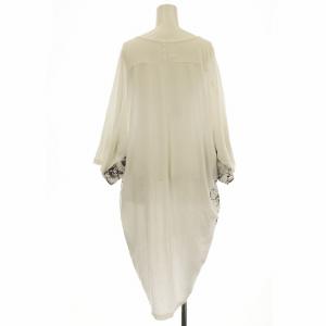 Y's ヨウジヤマモト ロング Tシャツ YN-D11-816 半袖 花柄 チュニック カットソー 2 白 ホワイト