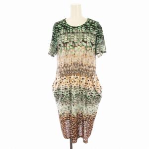 ワンピース ひざ丈 半袖 総柄 9 緑 グリーン RBKGK-22260 /EE