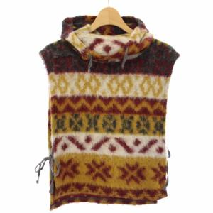 インターライナー ベスト プルオーバー ニット フード 総柄 マルチカラー /TK