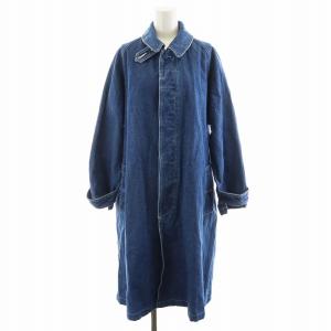 24SS 高山都コラボ デニムステンカラーコート ロング丈 アウター F 青 ブルー OBLO241-902