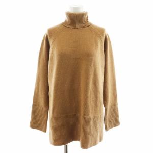 CASHMERE RIB HEM TNK PO ニット セーター 長袖 ハイネック カシミヤ S 茶 ブラウン