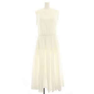 サステナブル ティアードドッキングワンピース ノースリーブ ロング マキシ F 白 ホワイト GAE-03210-A