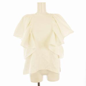 ラッフルスリーブトップス カットソー Tシャツ フリル 半袖 F 白 ホワイト 512332720701-01