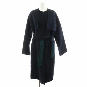 NOTION HENRI ダブルフェイスコート ロング丈 ウール アウター 38 紺 ネイビー 緑 グリーン