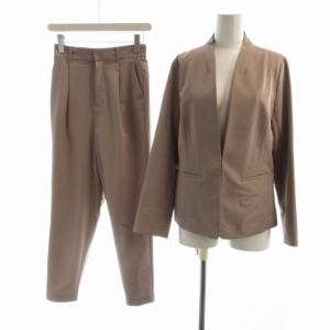 スーツ セットアップ ノーカラージャケット スラックスパンツ 38 ピンクベージュ 673-127002