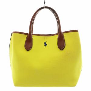 トートバッグ ハンドバッグ キャンバス レザー 黄 イエロー 茶 ブラウン /AN26 D