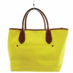 POLO RALPH LAUREN トートバッグ ハンドバッグ キャンバス レザー 黄 イエロー 茶 ブラウン /AN26 D
