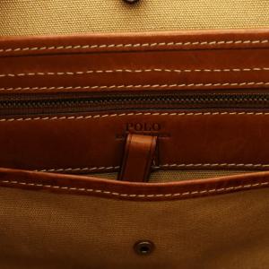 POLO RALPH LAUREN トートバッグ ハンドバッグ キャンバス レザー 黄 イエロー 茶 ブラウン /AN26 D