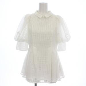 23SS パフスリーブメッシュブラウス CWFB231016 半袖 シャツ 38 白 ホワイト /G