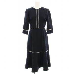 23AW レースラインWクロスワンピース CWFO234103 ロング 七分袖 34 ネイビー 紺 /G
