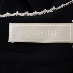 CELFORD 23AW レースラインWクロスワンピース CWFO234103 ロング 七分袖 34 ネイビー 紺 /G