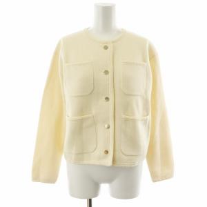 25SS コットンポリエステルダブルフェイス 4ポケットカーディガン S アイボリー 11025102003