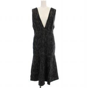 23AW ツイードジャンパードレス CWFO234100 ノースリーブ ワンピース ロング 38 黒 ブラック