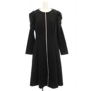 21AW レース切替ワンピース CWCO215026 パフショルダー 長袖 ロング ワンピース 38 黒